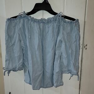 Light Blue Off-Shoulder Top